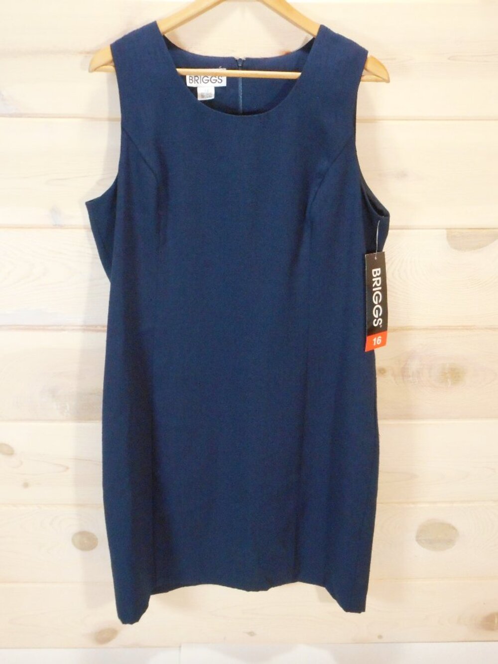 NWT Briggs Women's size 16 Sheath Dress Lined Sleeveless Zip Office Career Navy